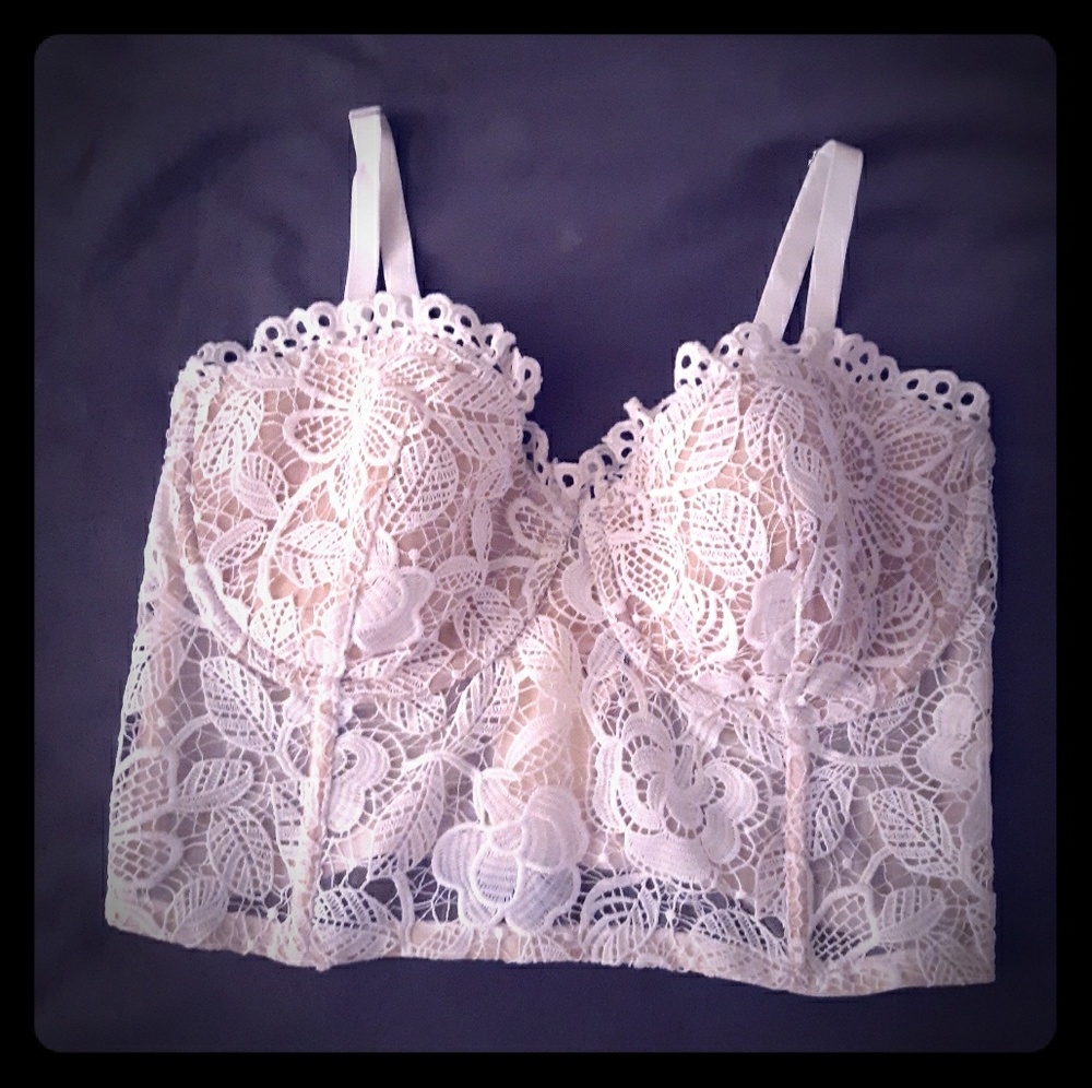 VS lace corset style crop top